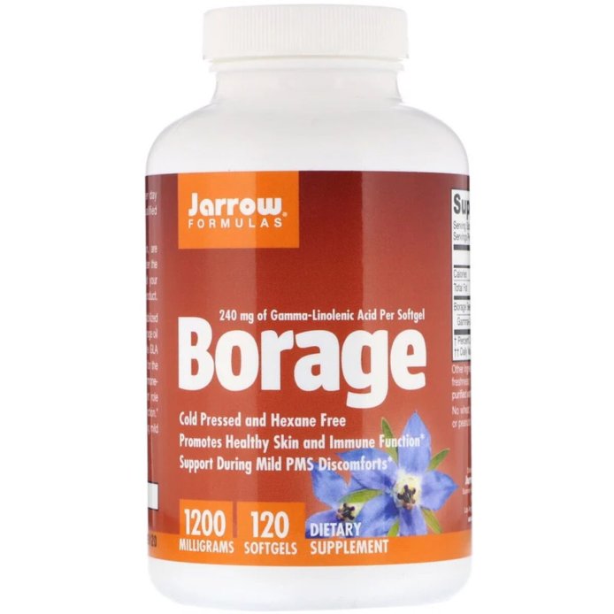 Бурачник (огуречная трава), Borage, GLA-240, 1200 мг, Jarrow Formulas, 120 мягких желатиновых капсул
