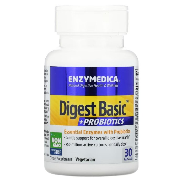 Ферменты с пробиотиками, Digest Basic + Probiotics, Enzymedica, 30 капсул