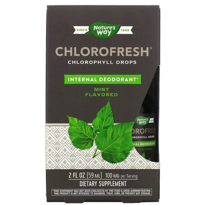 Хлорофилл в каплях, вкус мяты, Chlorofresh, Chlorophyll Drops, Nature's Way, 59 мл