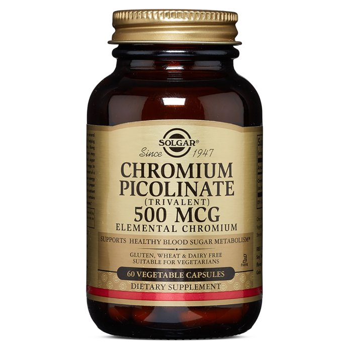 Хром Пиколинат, 500 мкг, Chromium Picolinate, Solgar, 60 капсул