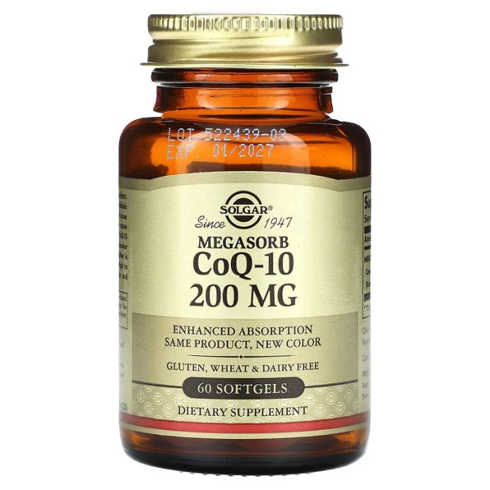 Коэнзим Q-10, 200 мг, Megasorb CoQ-10, Solgar, 60 гелевых капсул