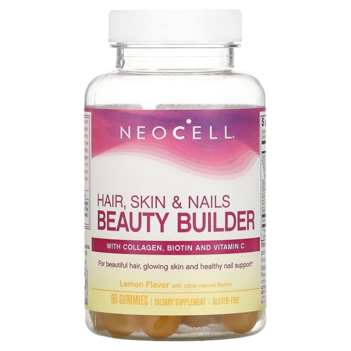Комплекс красоты с Коллагеном, Витамином C и Биотином, вкус лимона, Hair, Skin & Nails Beauty Builder, NeoCell, 60 жевательных конфет