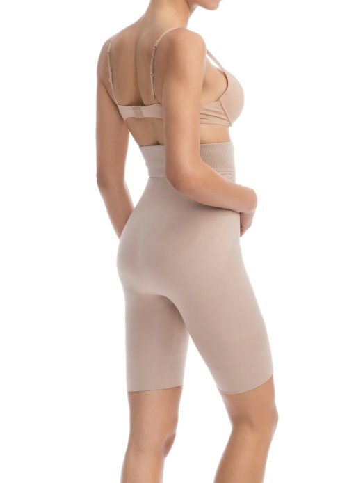 Коригуючі шорти з високою талією до коліна Farmacell Bodyshaper пудрові