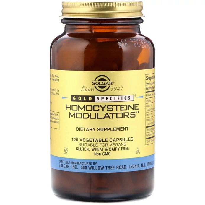 Модулятор Гомоцистеина, Homocysteine Modulators, Solgar, 120 вегетарианских капсул