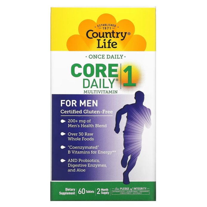 Мультивитамины для Мужчин, Core Daily-1 for Men, Country Life, 60 таблеток