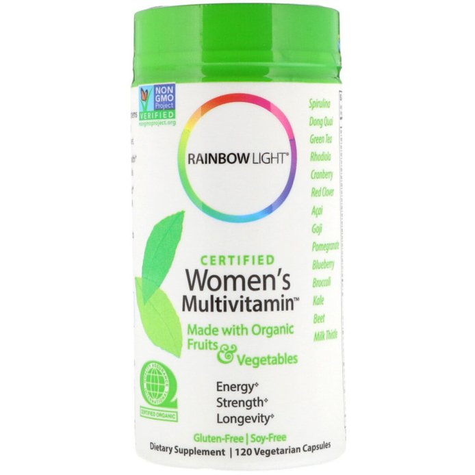 Мультивитамины для женщин, Сертифицированные, Certified Women's Multivitamin, Rainbow Light, 120 вегетарианские капсулы