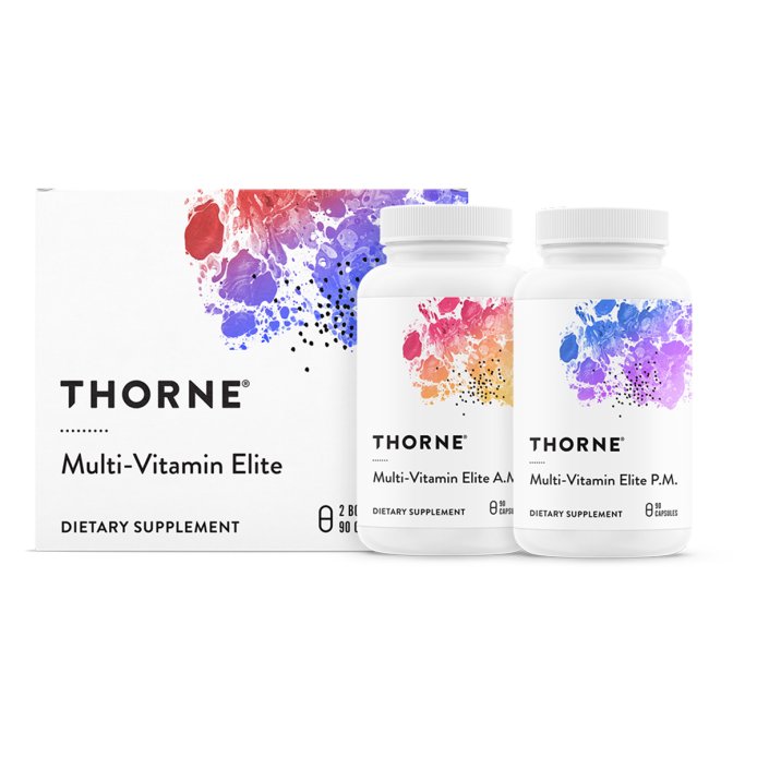 Мультивитамины Элит, Multi-Vitamin Elite A.M. & P.M., Thorne, 2 баночки по 90 капсул