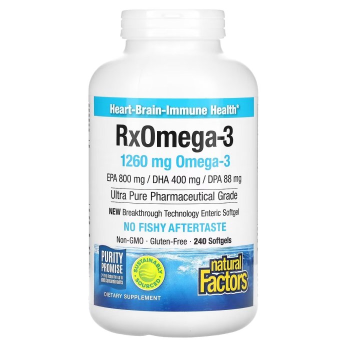 Омега-3, 1260 мг, RxOmega-3, Natural Factors, 240 гелевых капсул