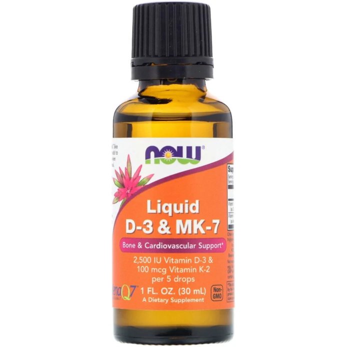 Жидкий Витамин D3 и MK-7, Liquid D-3 & MK-7, Now Foods, 30 мл (1 жидк. унция)