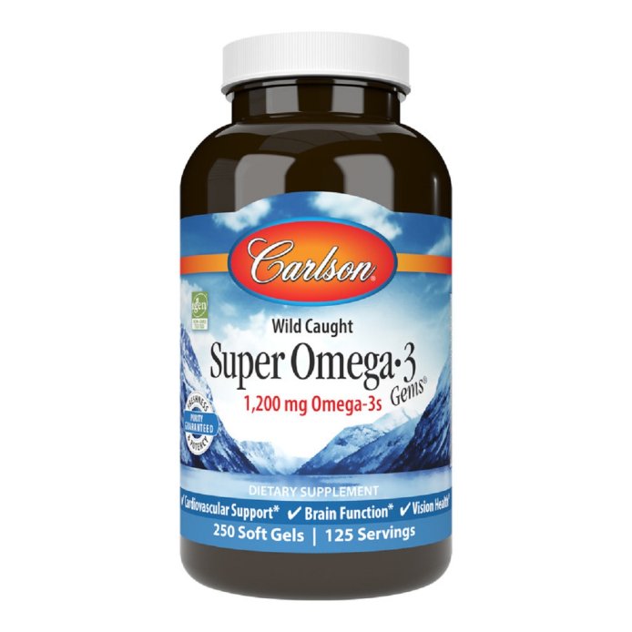 Супер Омега-3, Super Omega-3 Gems, Carlson, 250 желатиновых капсул